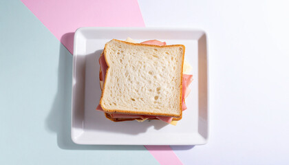 Classic Ham and Cheese Sandwich, Modern Pastel Background