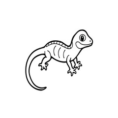 Fototapeta premium A black and white vector illustration of a lizard with a long tail