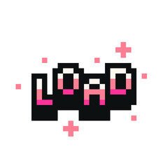 Obraz premium Glittery Pink Load Text Symbol, Pixel Art Icon, Isolated