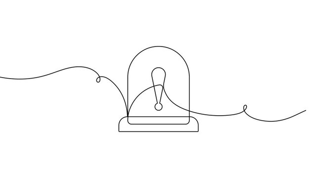Warning alarm siren continuous one line art single drawing minimalist emergency alert safety and caution danger 4k animation video
