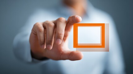 A professional interacting with a digital interface, symbolizing the ability to frame or focus on specific data or goals.