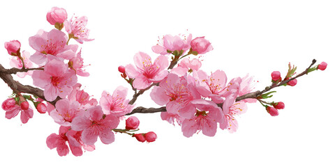 Pink Cherry Blossoms on Branch against Black Backdrop