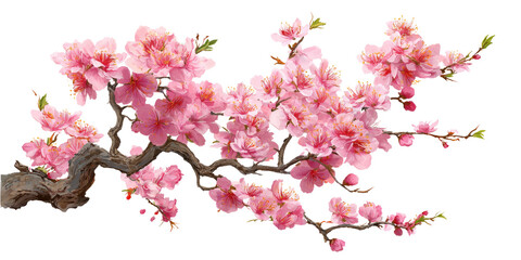 Pink Cherry Blossom Branch on Black: A Springtime Display of Delicate Beauty