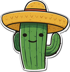Cheerful Cactus in a Sombrero: Festive Desert Friend!
