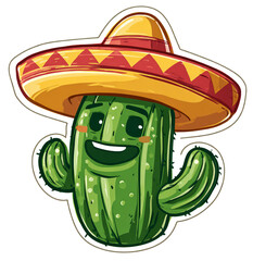 Cartoon Cactus with Sombrero
