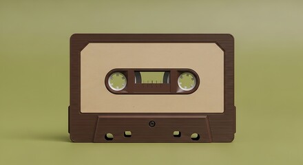 Obraz premium Vintage Audio Cassette Tape on Green Background - Retro Music Recording Concept.