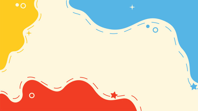 Colorful childish background. Hand drawn memphis pattern doodle shapes and lines. Design elements for cover, brochure, magazine, poster, flyer. Trendy abstract colorful background. Vector illustration