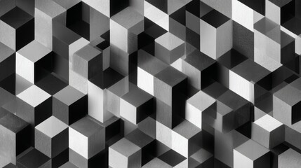 Obraz premium 3D cube optical illusion geometric pattern in monochrome tones