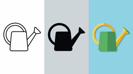 Watering Can Icon Set on Various Backgrounds © PixelCraft3D