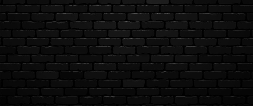 Black Brick Wall Background Texture. Clinker Bricks. Grunge Rough Blocks Brick Pattern. Vector Illustration.
