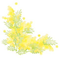 隅に使えるミモザのイラスト素材