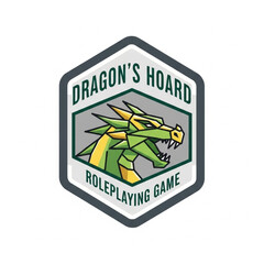 Dragon's Hoard Roleplaying Game Logo with Green Dragon. © Mbemz