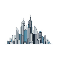 Fototapeta premium Minimalist city skyline illustration with blue and gray buildings