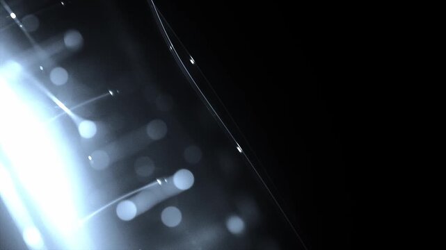 Futuristic neon cube in dark cyber space &ndash; glowing blue wireframe structure with energy particles and bokeh lights &ndash; abstract tech visualization, technology, science, data, progress, architecture
