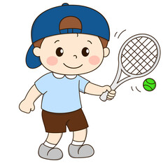 boy playing tennis