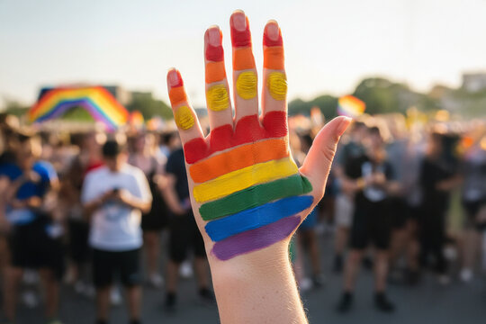 LGBTQ pride, gender, rainbow, hand, non-binary, trans, woman, caucasian, equality, identity, diversity, inclusion, human, rights, colorful, celebration, visibility, expression, freedom, support, accep
