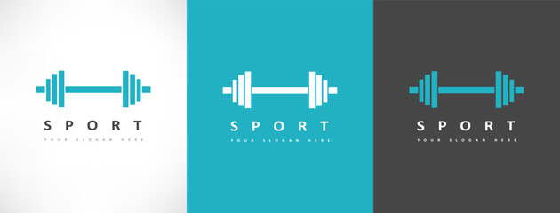 Barbell logo vector. Sport illustration