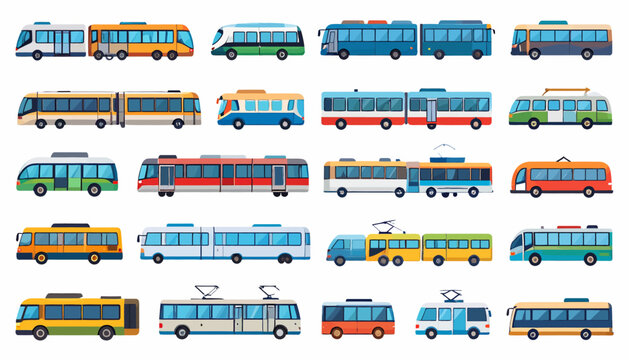 Collection of Various Cartoon Style Buses.