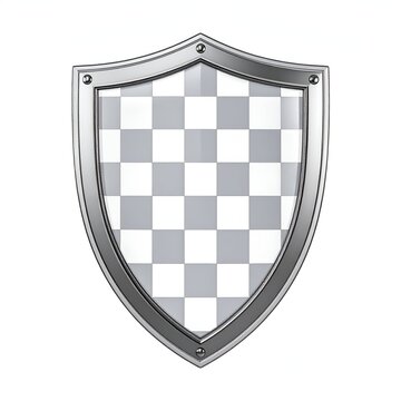 Silver Shield with Checkered Pattern - Protection and Security.