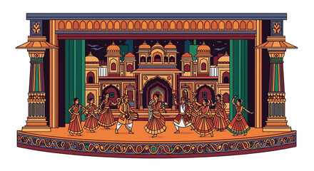 Fototapeta na wymiar Intricately Designed Indian Puppet Theater Stage.