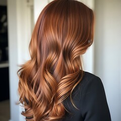 Naklejka premium Copper Hair with Highlights - A Stunning and Stylish Look.