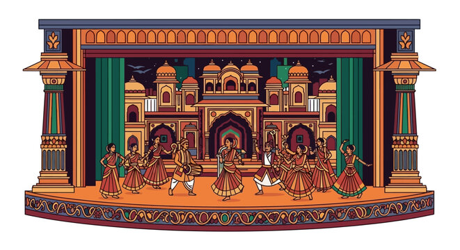 Intricately Designed Indian Puppet Theater Stage.