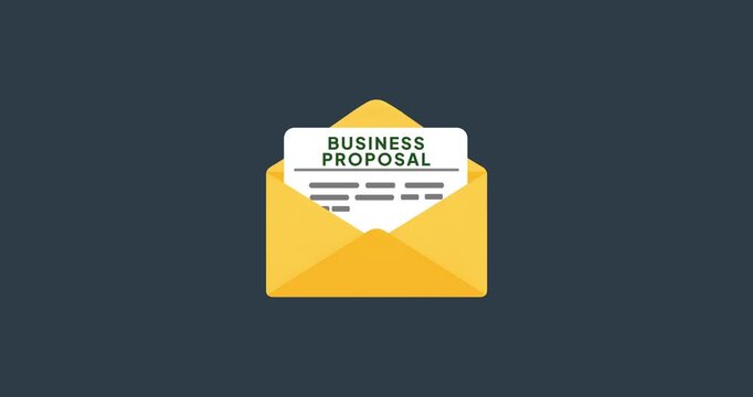 Envelope Opening Animation Revealing Business Proposal Letter