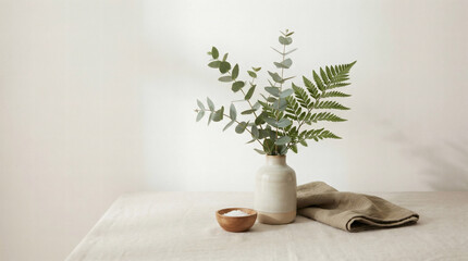 Healthy minimal food composition on pastel background