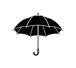 Silhouette of a classic black umbrella with white outline