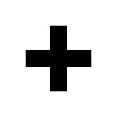 Obraz premium A black plus sign silhouette on a white background