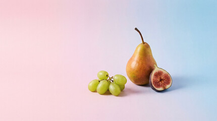 Healthy minimal food composition on pastel background
