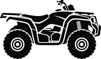 Quad bike ATV silhouette side view isolated on white background black vector illustration off road all terrain vehicle