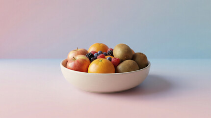 Healthy minimal food composition on pastel background