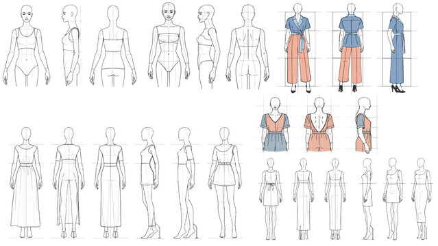 Female Mannequin Poses for Fashion Sketches, Dummy Fashion Figure, Style Figure Designs, Body Figure Poses for Clothing.