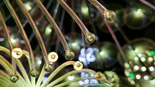 Close up. Decorative Lights, Outdoor Landscape Flowers, Garden Fiber Optic Dandelion Lights
