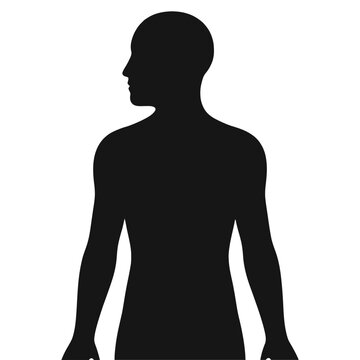 Silhouette of a man s upper body facing towards the right side