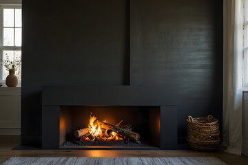 Fototapeta premium fireplace with burning candles