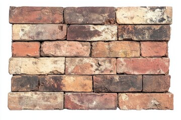 Obraz premium Rustic brick wall texture shows aged red brown bricks on white background