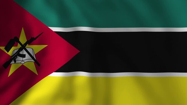 Waving mozambique national flag flowing in the wind