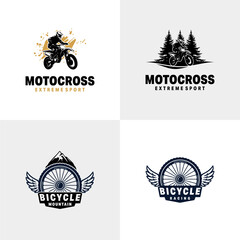 Set of adventure sport motorcycle minimalist logo design