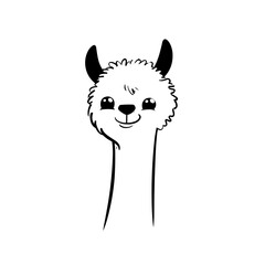 Fototapeta premium alpaca. alpaca simple black and white line art vector logo