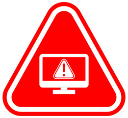 red warning png computer monitor system error alert triangle symbol with transparent background digital screen crash technical fault hardware failure cyber security tech sign