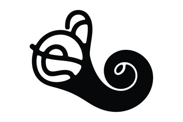 A minimalist black and white illustration of a coiled snail shell © tarek