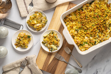 Turkey and vegetable stuffing. Meal made with leftover Thanksgiving turkey