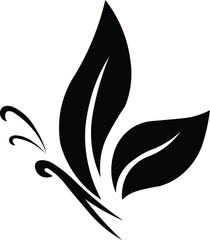 Fototapeta premium Black Butterfly Silhouette Vector Icon.