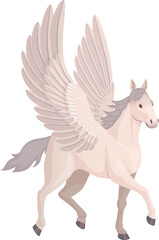 Fototapeta premium Winged white horse cartoon icon. Mythology creature