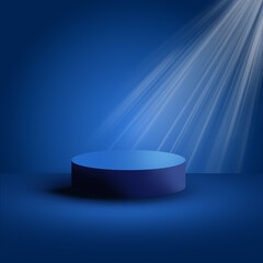 Okrągła niebieska platforma do prezentacji produktów.  © EmBer_graphic
