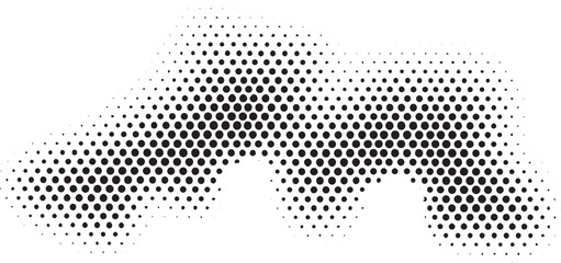 Fototapeta premium Abstract halftone dot pattern vector illustration featuring black circular elements on transparent background creating smooth wave transition ideal for modern graphic design projects now