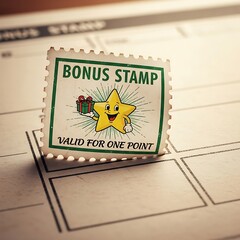 Bonus Stamp with Star Character for Loyalty Program.