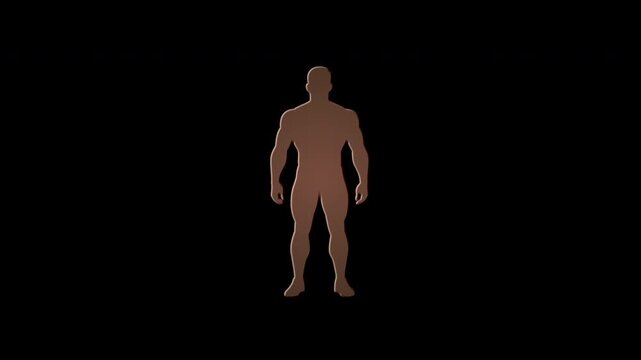 Male silhouette forming and dissolving with particle effects